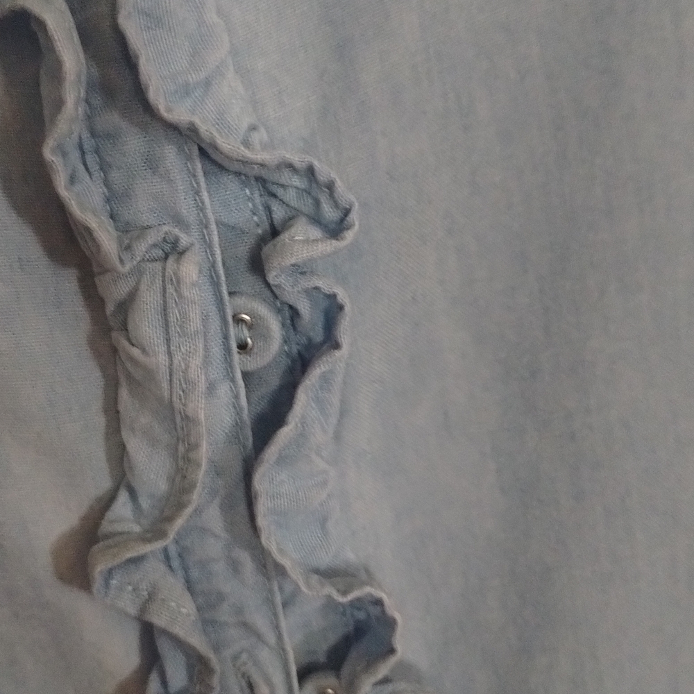 Chic Light Blue Ruffle Blouse - Picture 2 of 3